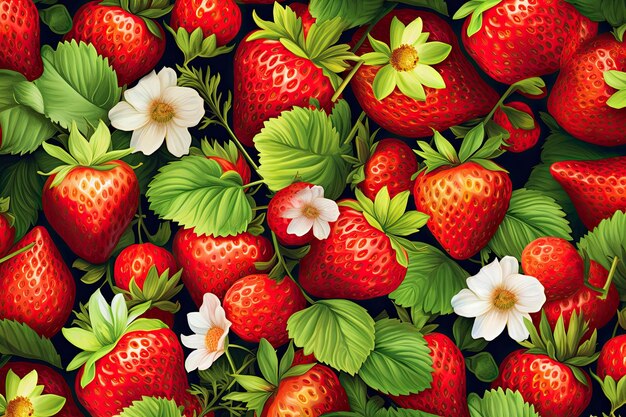 Seamless Pattern Of Fresh Strawberry