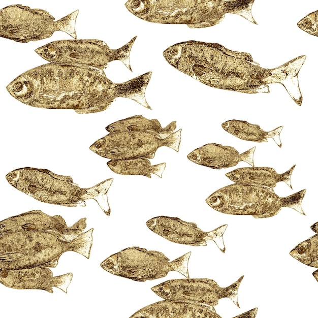 Seamless pattern from golden fish