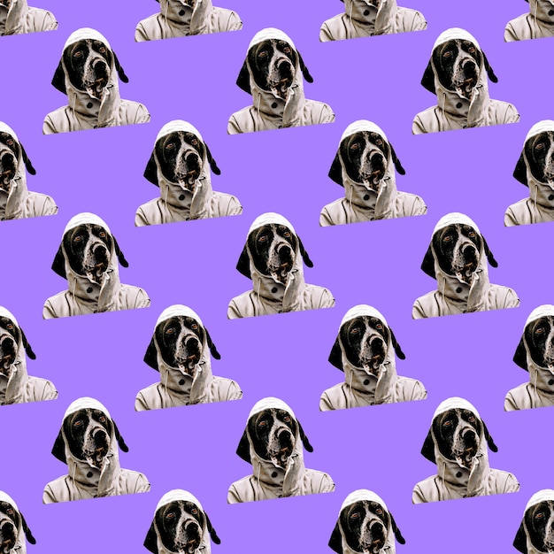 Photo seamless pattern. funny dog.use for t-shirt, greeting cards, wrapping paper, posters, fabric print.