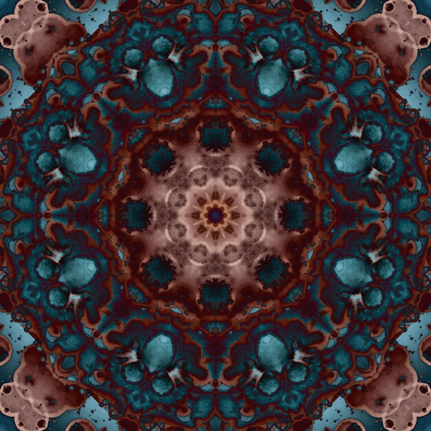 Seamless pattern of geometric flowers Space texture Kaleidoscope