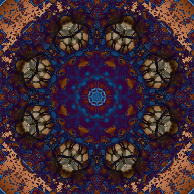 Seamless pattern of geometric flowers Space texture Kaleidoscope