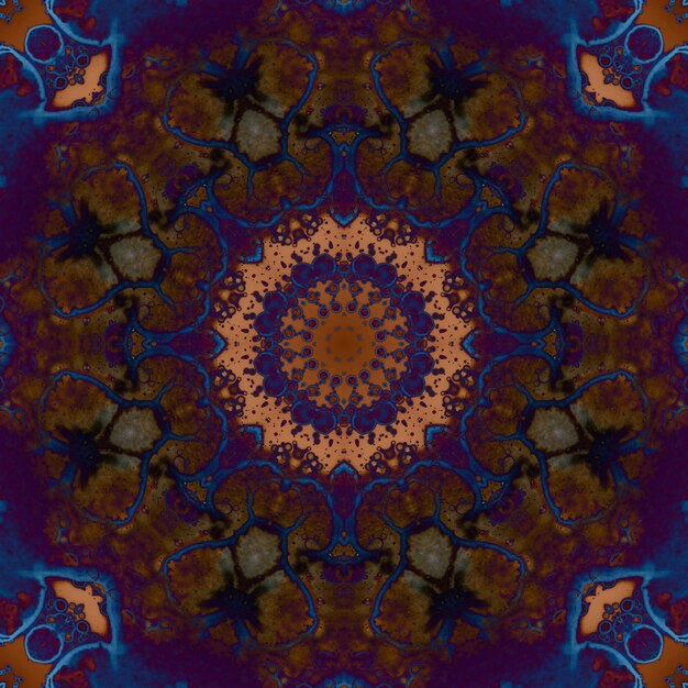 Seamless pattern of geometric flowers Space texture Kaleidoscope