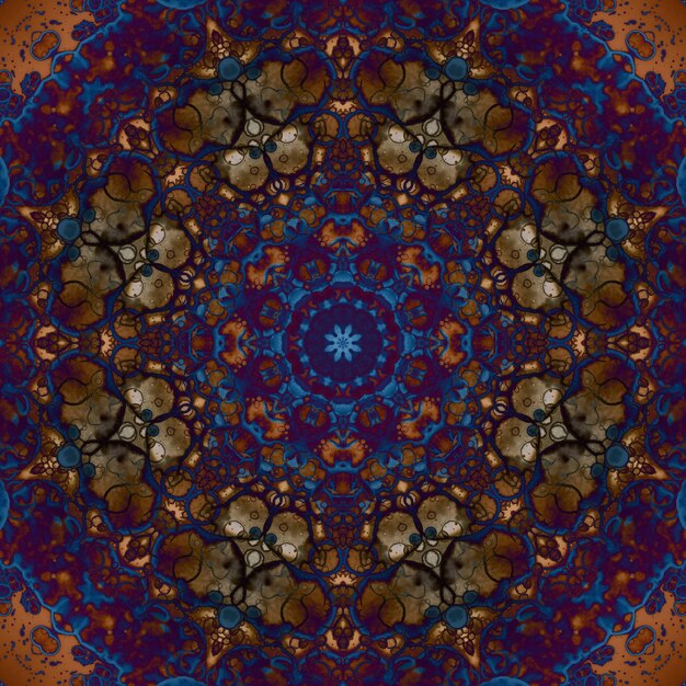 Бесшовный узор из геометрических цветов Космическая текстура Калейдоскоп