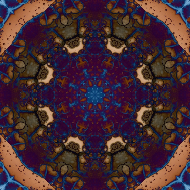 Photo seamless pattern of geometric flowers space texture kaleidoscope