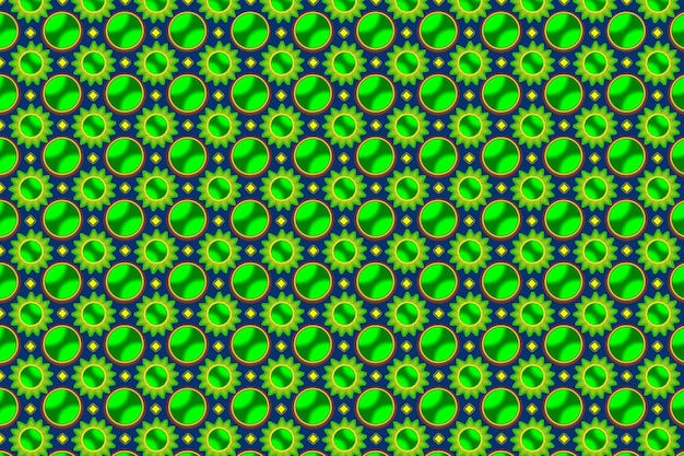 Seamless pattern Geometric shapes of green on a blue background