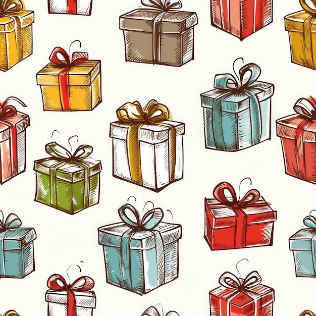 Photo seamless pattern gift boxes