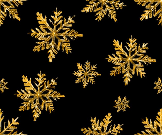 Photo seamless pattern golden snowflakes illustration