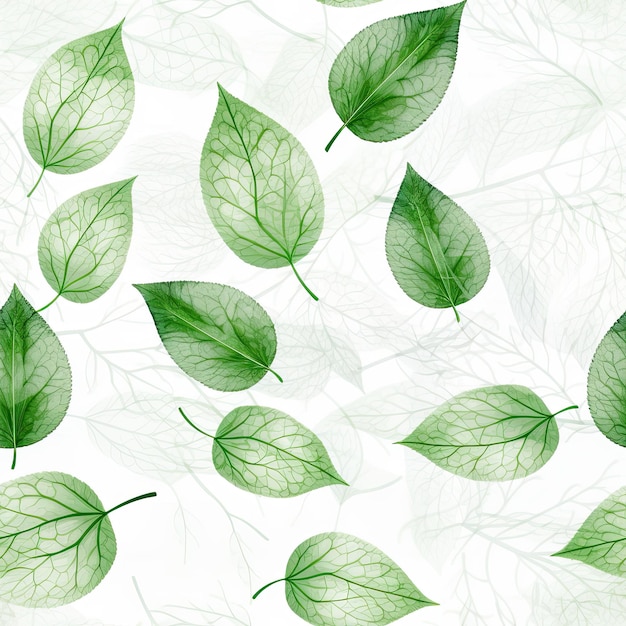 Seamless pattern of green leaves