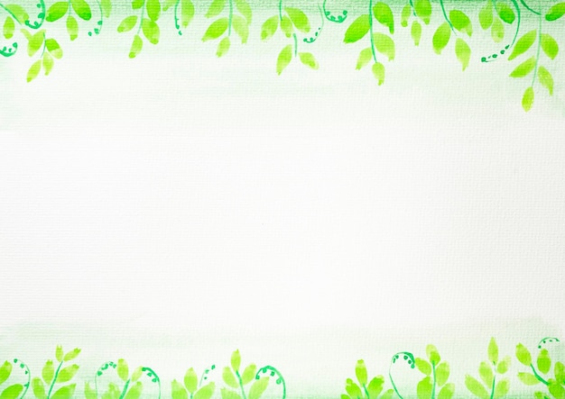 白いキャンバスの上に緑の植物のシームレスなパターン