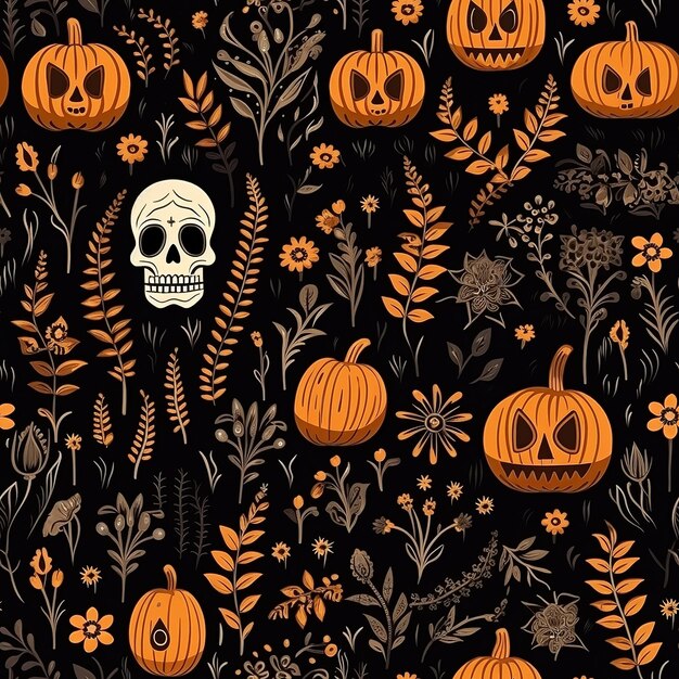 Seamless Pattern Halloween orange black theme