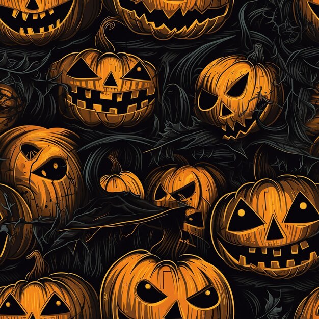 Seamless Pattern Halloween orange black theme