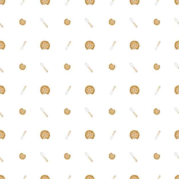 seamless pattern of hand drawn cookies and kitchen appliance cute pattern for textiles packaging