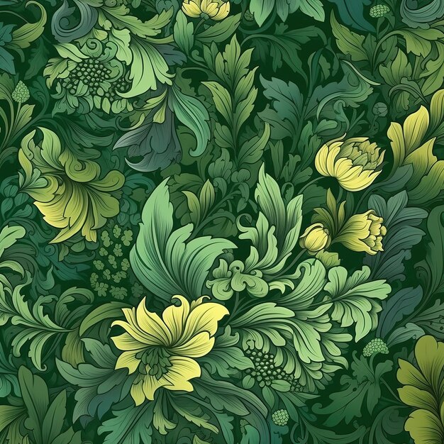 seamless pattern herbs and greenery