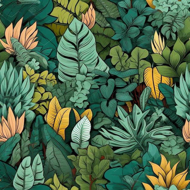 seamless pattern herbs and greenery