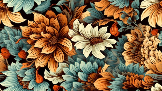 Seamless pattern illustration Abstract Flowers