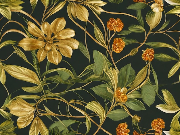 seamless pattern inspired by intricate botanical elements such as leaves flowers and vinesimage