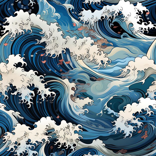 Seamless pattern japanese wave for print and textile