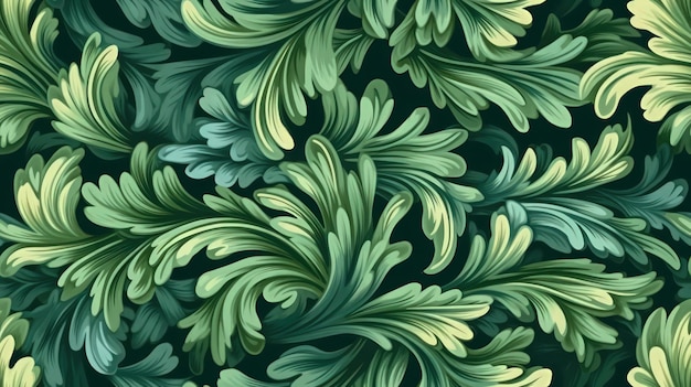 Photo a seamless pattern of leaves on a dark background