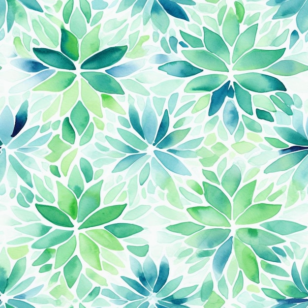 A seamless pattern of leaves and flowers.