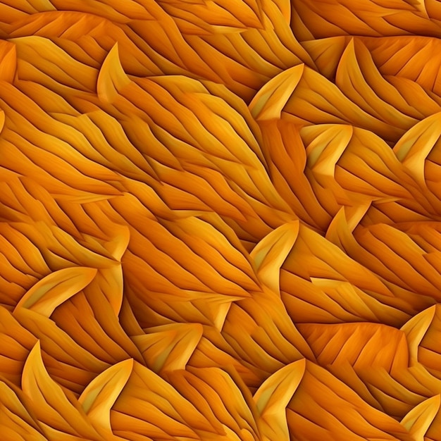 A seamless pattern of leaves that are orange and yellow