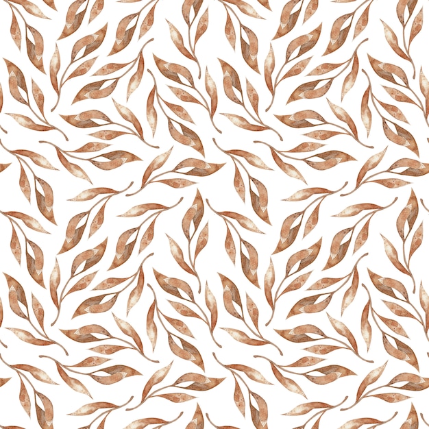 Seamless pattern of light orange leaves isolated on white background