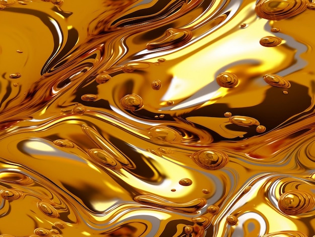 Seamless pattern of liquid melted gold metal texture background ai generated