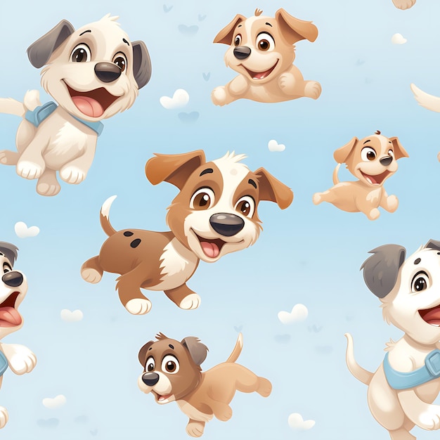 Seamless pattern of little inspiring stunning dog captivating puppies stunning smiling picturesque