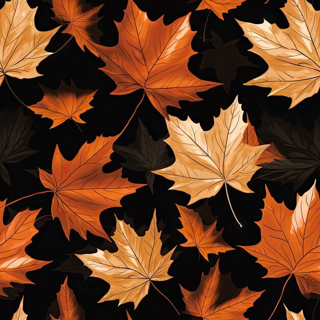 Seamless Pattern of Maple Leaf