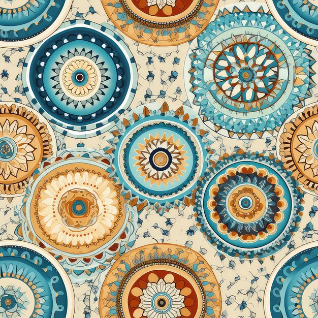 Photo seamless pattern middle eastern motifs fusion ethnic handmade ornament fabric wallpaper background