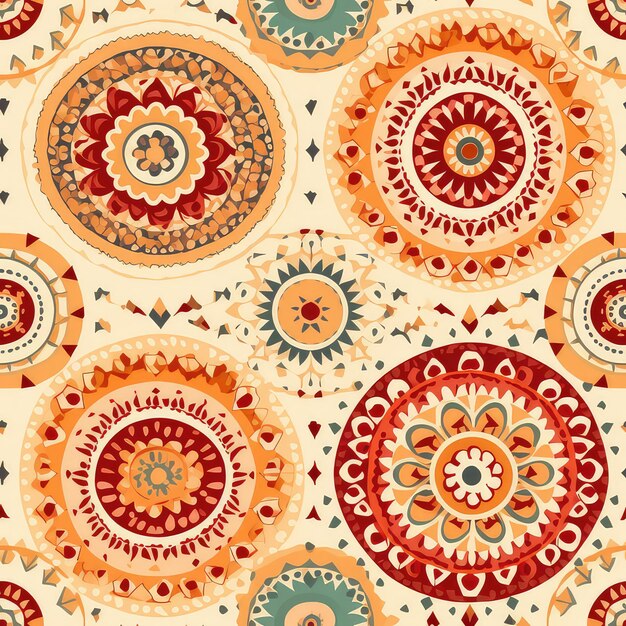 Photo seamless pattern middle eastern motifs fusion ethnic handmade ornament fabric wallpaper background