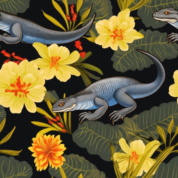 Seamless Pattern of Monitor Lizard