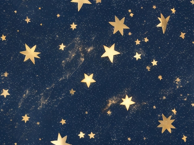 Seamless Pattern of the Night Sky with Gold Foil Accents