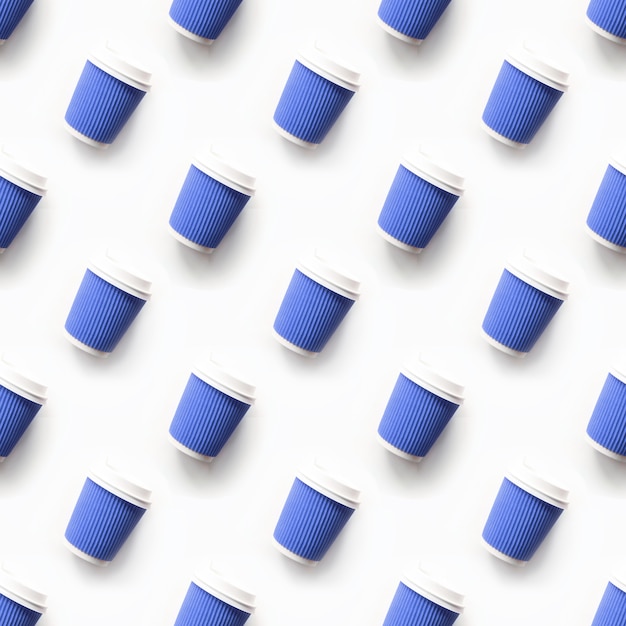 Фото Бесшовные шаблон синих кофе на вынос бумажных стаканчиков