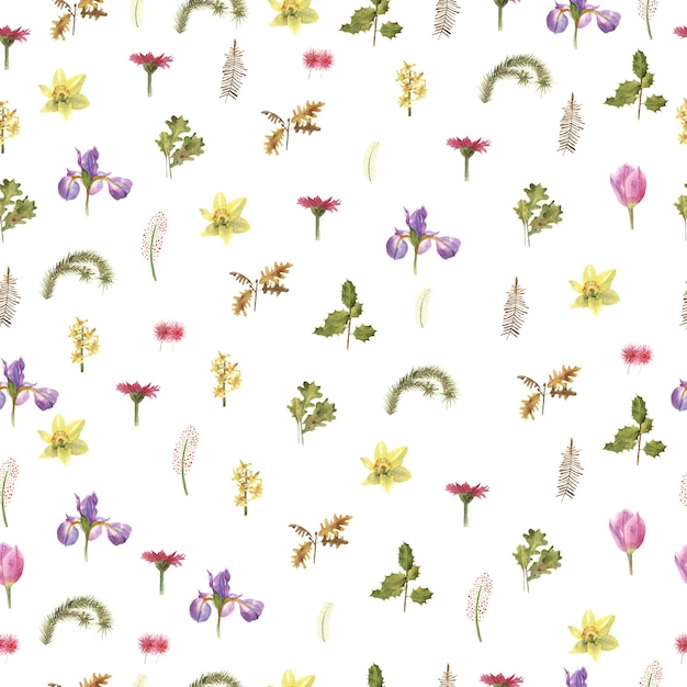 사진 수채화 꽃의 원활한 패턴