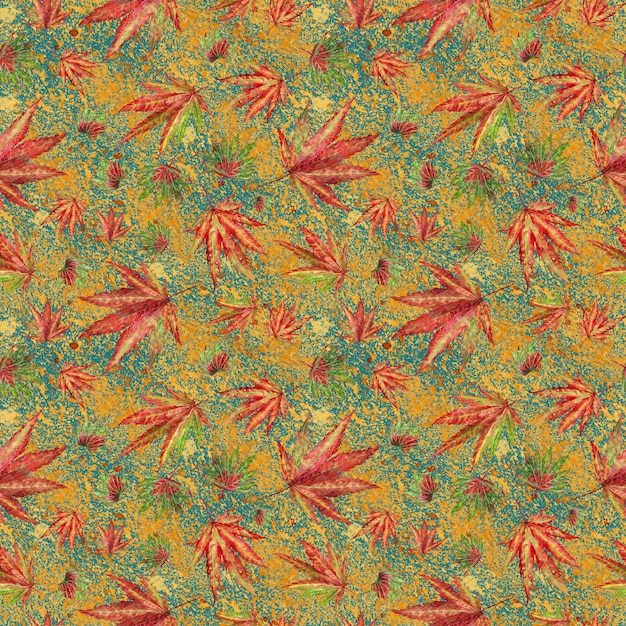 seamless pattern of orange maple leaves