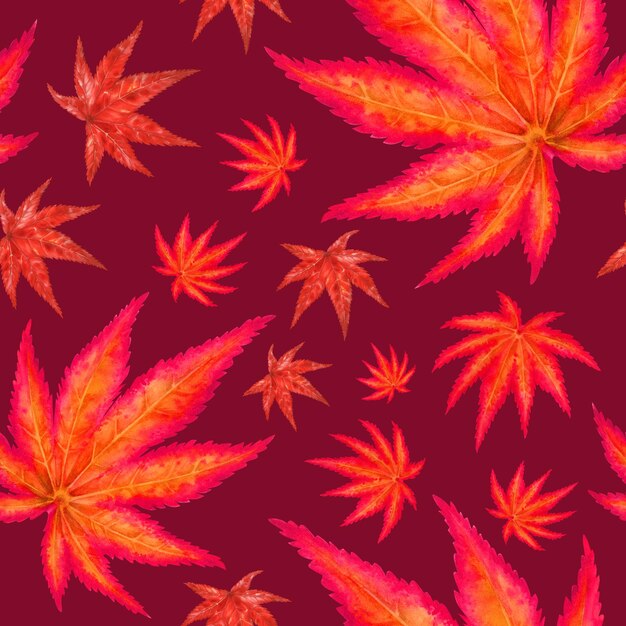 seamless pattern of orange maple leaves