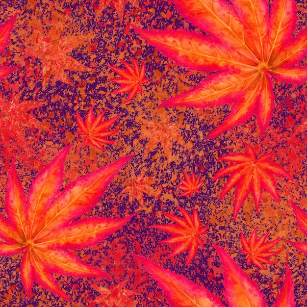 seamless pattern of orange maple leaves