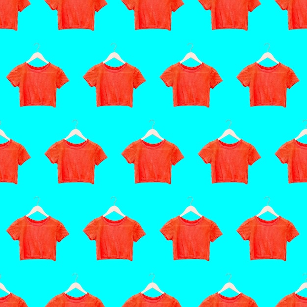 Photo seamless pattern. orange t-shirt. use for t-shirt, greeting cards, wrapping paper, posters, fabric print.