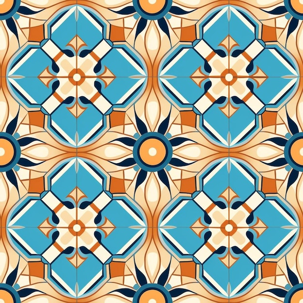 A seamless pattern of orange and yellow tiles.