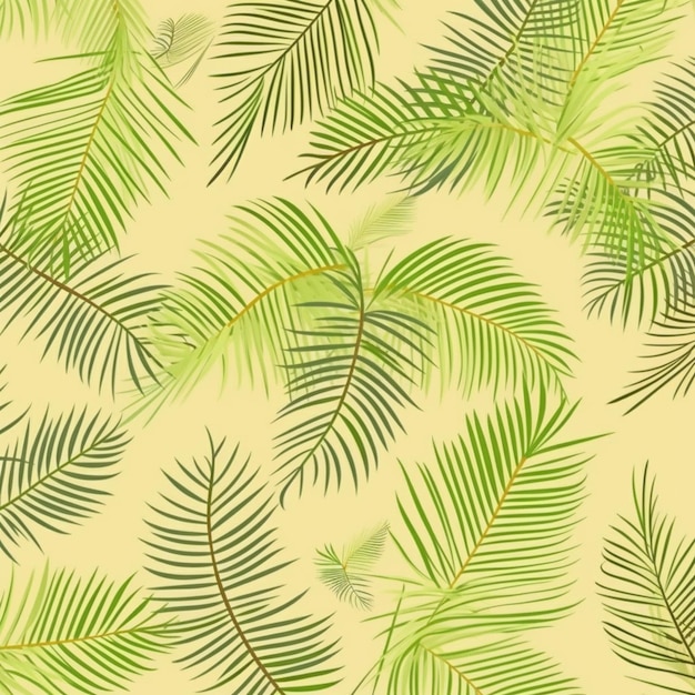 A seamless pattern of palm leaves on a beige background generative ai