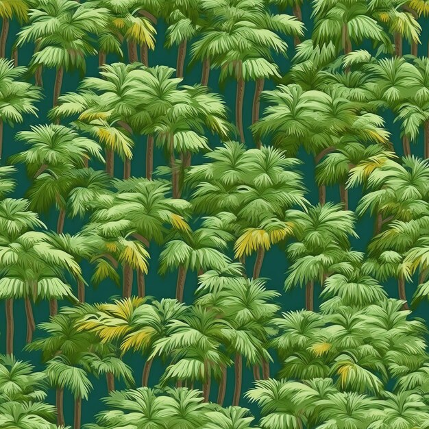 Seamless pattern palm trees closeup on a colored background