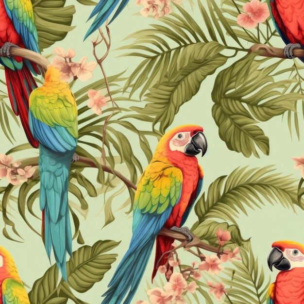 Photo seamless pattern parrot