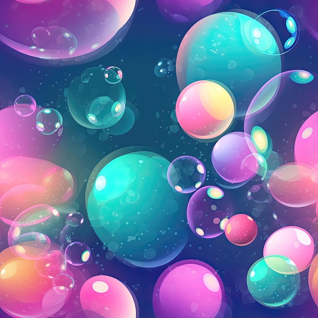 Seamless pattern in pastel colors from soap balls bubbles