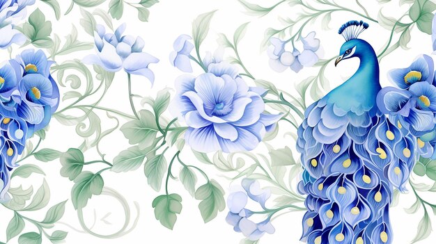 Seamless pattern of peacock flower on white background peacock flower texture background