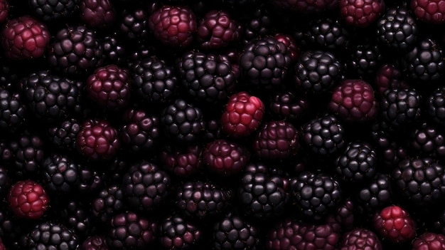 Seamless pattern photograph of fruits and berries background blackberries