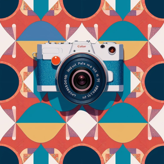 A seamless pattern of photographic cameras