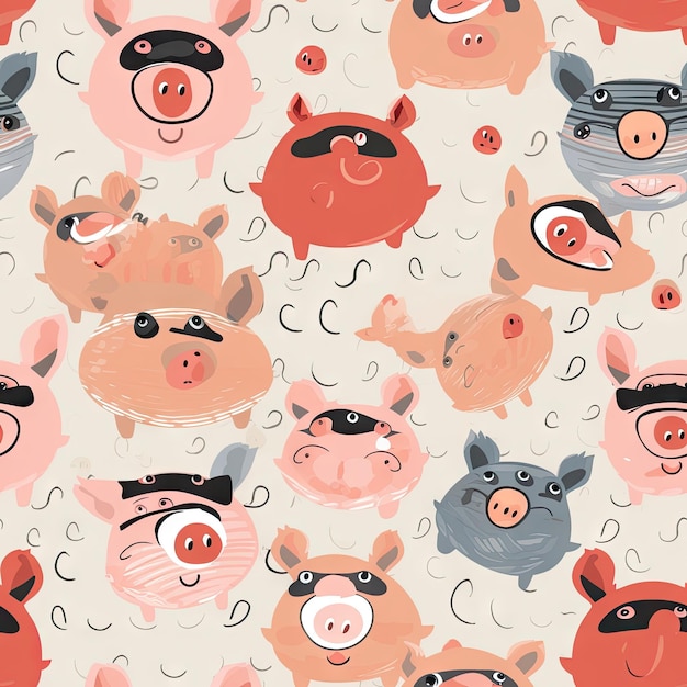 Photo seamless pattern of pig