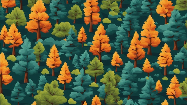 Seamless Pattern of Pine Forest in Vector Illustration