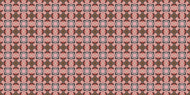 a seamless pattern of pink and blue flowers on brown background.