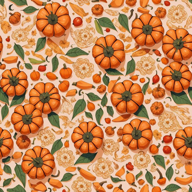 A seamless pattern of pumpkins halloween inspired